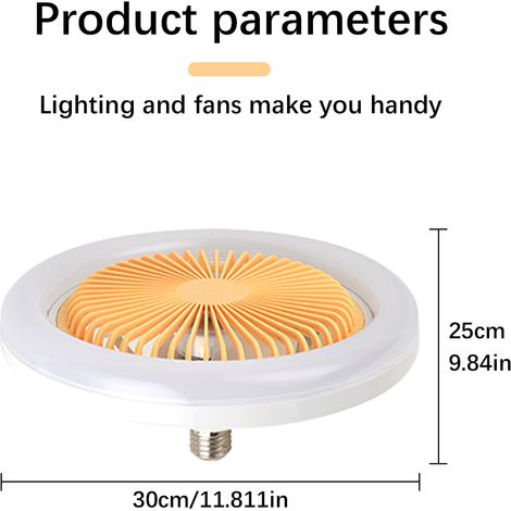 Aoresac Mini Plafonnier Ventilateur LED Éclairage Sans Bruit Télécommande Douille E27 Encastrée Fonction Mémoire Programmable Garage Chambre Salon Cuisine (1/3)