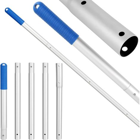 1 - Perche Télescopique - Aluminium - 5 Sections Réglables 0.3m à 1.7m - Compatible EZ Clip pour Nettoyage de Piscine