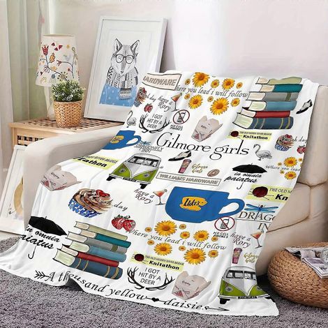 Couverture en peluche Gilmore Girls sur le thème de la gastronomie - Douce et confortable, en flanelle, idéale pour le canapé, le lit ou le bureau - Cadeau d'anniversaire parfait pour les fans - 70 x  (1/5)