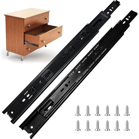 Glissiere pour Tiroir 40,6 cm, Extension Complète Avec Glissières à Roulement à Billes, Coulisse Tiroir 100 lb de Capacité 4 paires (8pcs) (1/5)