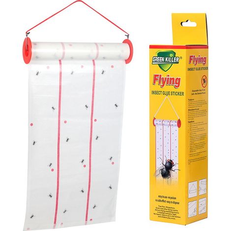 Rouleau collant anti-mouches, colle forte, rouleau anti-mouches pour usage domestique, adhésif résistant aux UV, feuille collante double face, pour lutter contre les moucherons des terreaux,(2 pièces) (1/4)