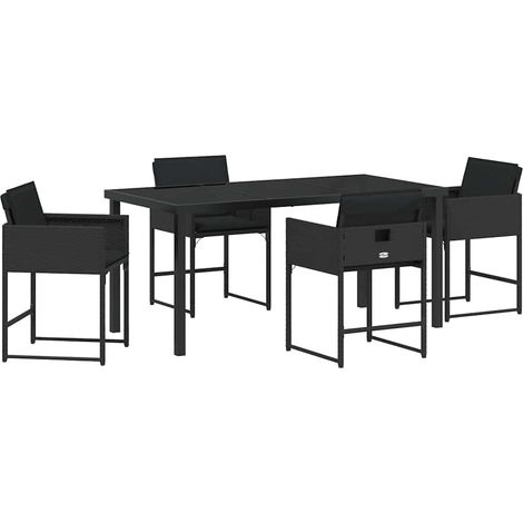 Ensemble de salle à manger pour jardin 5 pcs,Salon de jardin Noir polyrotin CFW77547 (1/5)
