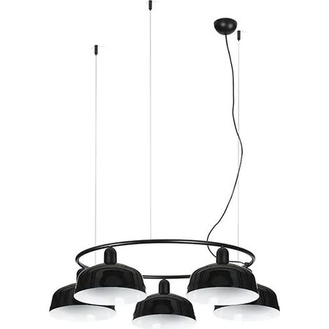 Faro Tatawin Lampada a sospensione media, nero lucido, 5x E27