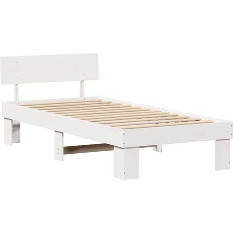 Lit simple,Lit adulte,Cadre de lit Blanc 90 x 200 cm Bois massif en pin CFW6025526 (1/5)