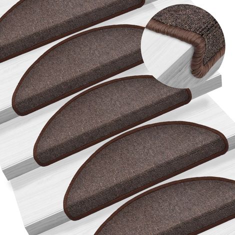 INLIFE Tapis d'escalier 15 pcs Marron café 65 x 24 x 4 cm (1/5)