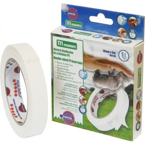 Nastro Biadesivo Fissaforte mm. 19X5 mt. Col. Bianco