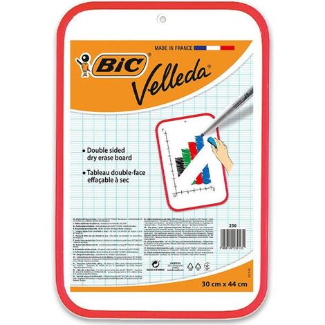 Tableau Effaçable à Sec - BIC - Velleda - 30x44 cm - Rouge - Pack de 1 (1/2)