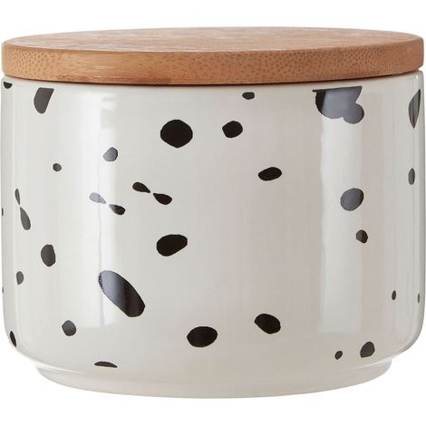 Premier Housewares Dolomite Speckled Small Storage Canister / Kitchen Canisters For Food Storage Airtight Jar With Bamboo Lid Jars For Tea Coffee Sugar And Spices 11 x 9 x 11 (1/5)