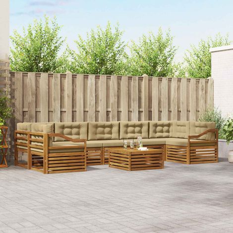 Outdoor-Sofagarnitur mit Kissen 8 pcs Natur und Beige (1/5)