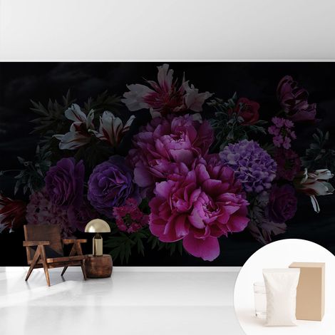 Fototapete Vliestapete mit Kleber - modern Wohnzimmer - Wanddekoration - einfach anzubringen Blumige Eleganz 416x254 cm (1/5)