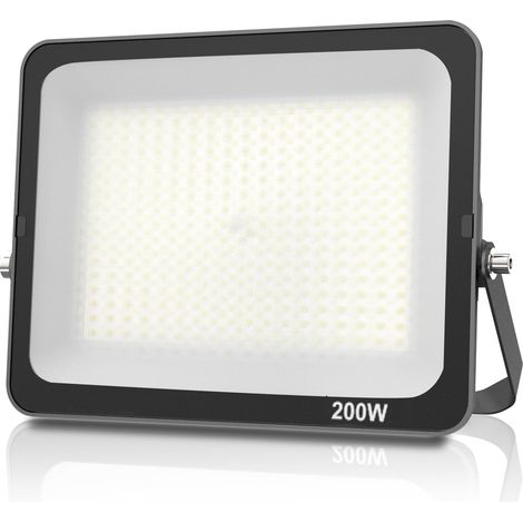 Projecteur LED 200W, Superlumineux Eclairage de Sécurité Blanc Froid 6500K, Luminaire Exterieur LED IP66, Spot Exterieur Floodlight pour Jardin Stade Garage entrepôt Magasin Atelier Dépôt