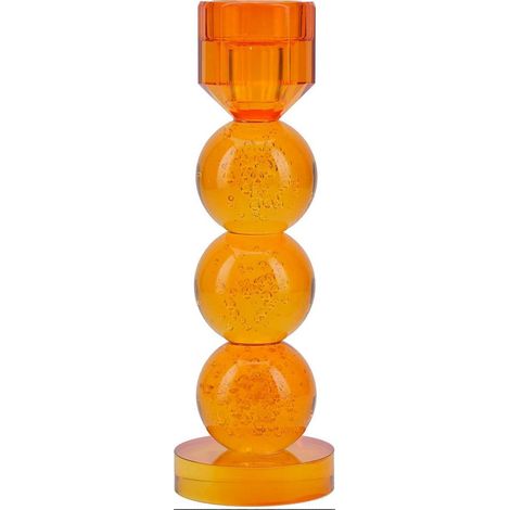 Bougeoir design orange en verre pour une touche lumineuse - Orange transparent lumineux (1/4)