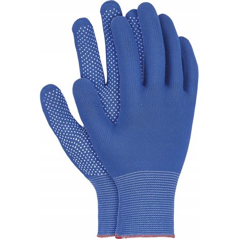 Guantes de trabajo / azul y blanco / Talla: 9 - L / OX-DOTUANW - 240 unidades. (1/2)
