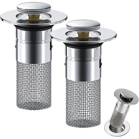 Abflussfilter – Edelstahl – 2 Stück – Universal – Verstopfungsfrei – Pop-Up (1/4)