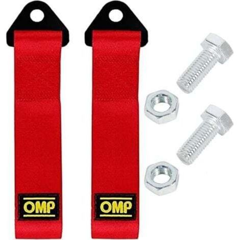 2 cordes de remorquage en nylon pour voitures de course, voitures de sport, pare-chocs avant et arrière (rouges) (1/4)