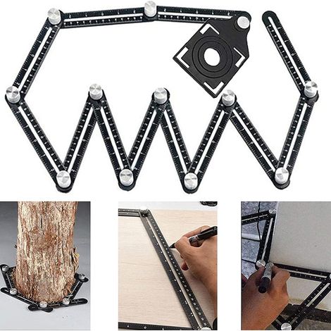 Règle de mesure multi-angle pour carreleur - Outil en alliage d'aluminium - 12 outils Convient pour la menuiserie, les carreaux en céramique, les architectes, les outils de template (1/5)