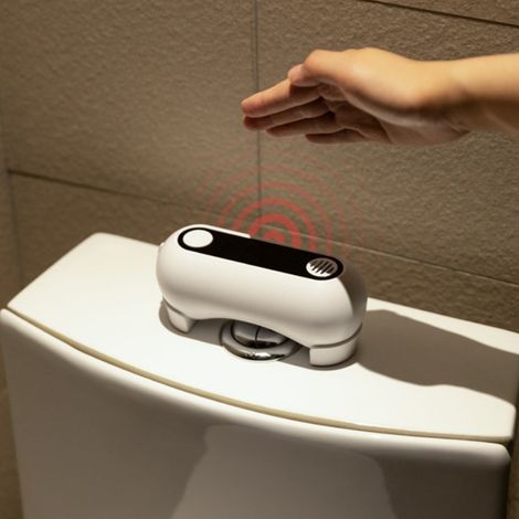 Descarga automática sin contacto para inodoro, color blanco, con inducción, 0,25 s, batería de litio 18650 (2000 mAh), ABS, kit de instalación rápida. (1/5)