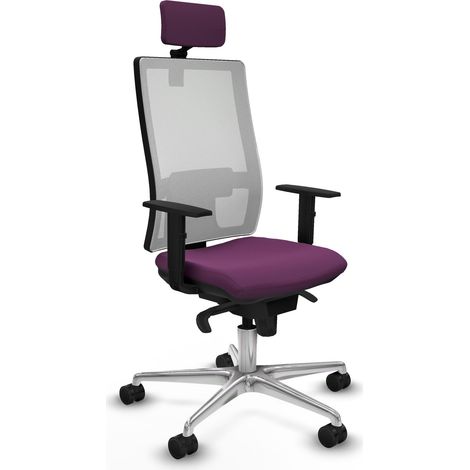 Horna sincro malla blanca similpiel morado brazos 1D base aluminio cabecero 2D ruedas 65mm nailon (1/5)