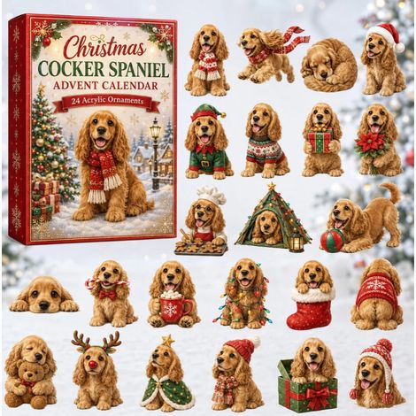 New Christmas Advent Calendar 2026 - Cocker Spaniel Garden Theme - D - 3D