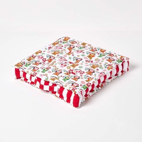 HOMESCAPES Cotton Owl Floor Cushion, 40 x 40 cm