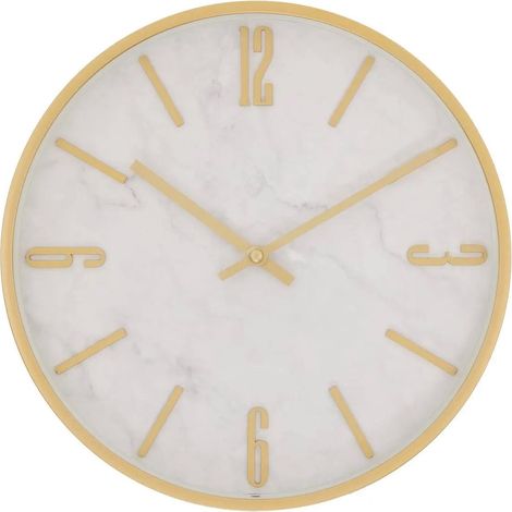 Horloge Murale Effet Marbre "Nathalie" 29cm Doré (1/5)