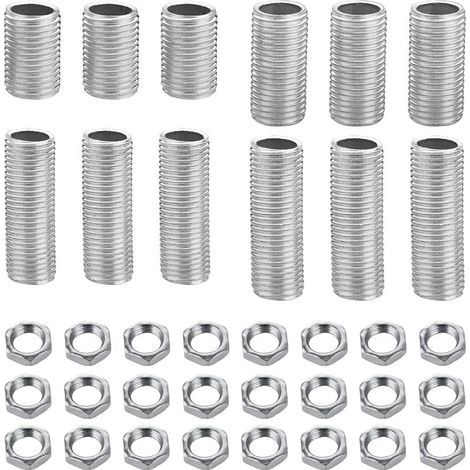 Lot de 36 raccords de tuyau de lampe avec embouts M10 de 2 cm, 3 cm, 4 cm, 5 cm de longueur et écrous M10 plaqués zinc (1/5)