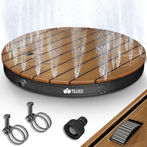 tillvex Ducha de jardín antracita redonda para exterior, hasta 4 m de altura  Ducha de suelo con rueda de pie  Ducha exterior antideslizante  Ducha de sauna resistente a la intemperie  Ducha de campin