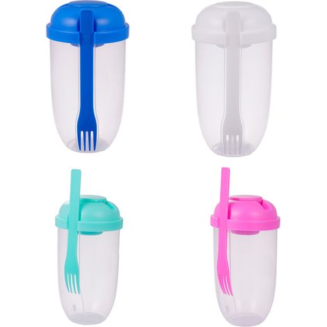 Salade légère portable en bocal Mason avec fourchette et couvercle, idéale pour le petit-déjeuner, verte, 1000 ml (1/5)