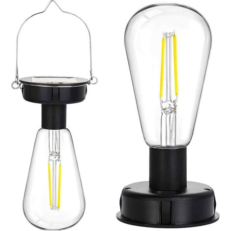 Lot de 2 Ampoule solaire, Diamètre 8 cm, LED blanc chaud, Batterie 600 mAh, IP44, pour Lampe de jardin (1/5)