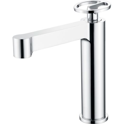 IMEX Serie SUECIA BDC033-1 – Einhand-Waschtischarmatur aus verchromtem Messing mit 26 mm Keramikkartusche und 2 flexiblen 3-8-Schläuchen moderne kompakte Bauweise Höhe 184 mm Ausladung 135 mm (1/2)