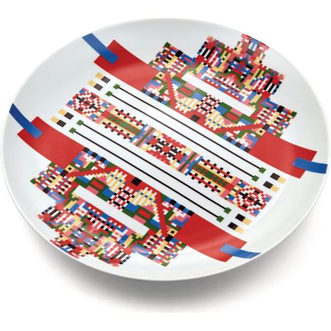 Assiette à Dessert en Porcelaine Décorée avec Décalcomanie Appliquée à la Main, Multicolore (1/4)