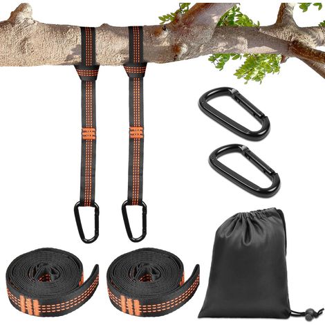 2 correas para hamaca, aptas para hamacas, con 2 mosquetones y 1 bolsa de almacenamiento, 2 metros x 2,5 centímetros, capacidad de carga de hasta 1000 kilogramos, accesorios para colgar hamacas de cam