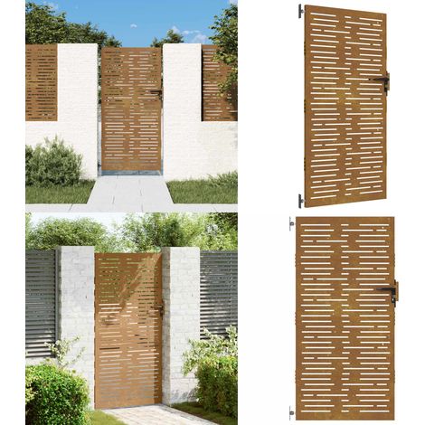 Portail de jardin 85x175 cm acier corten conception de carré - Portail De Jardin - Porte De Jardin - Portillon - Clôture - Acier Corten - Home & Living (1/5)