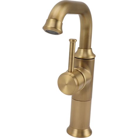 Robinet d'évier rétro à poignée unique, compatible eau chaude/froide, pour salle de bain et cuisine, couleur or. (1/5)