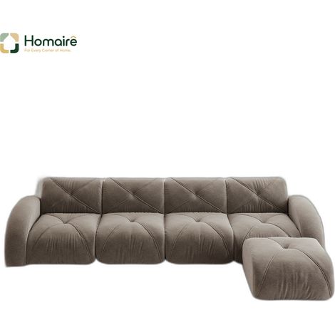 Canapé modulable en chenille taupe 358 x 171 x 76 cm HOMAIRE (1/4)
