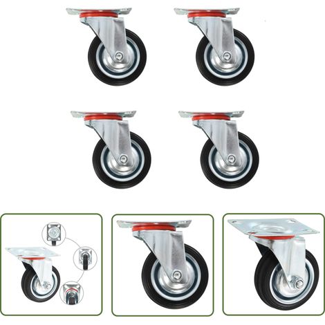 The Living Store Roulettes pivotantes 4 pcs 75 mm - Roulettes Pivotantes - Roulettes De Chariot - Roues Mobiles - Accessoires Meuble - Manutention (1/5)