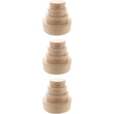 Lot de 4 boîtes cadeaux rondes en papier kraft avec couvercles, Noël, vides (3x) (1/5)