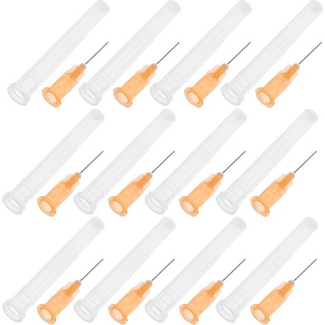 Aiguilles Distributrices de Colle 25g 13mm en Acier Inoxydable, 100 Pièces Pp Orange, Embouts Remplaçables et Système Rechargeable, pour Encres et Gels en Atelier (1/5)