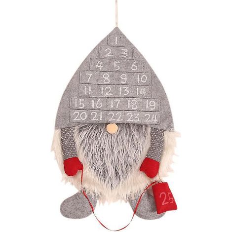 1pcs Nol Calendrier De L'avant Pour Enfant Compte  Rebours En Forme Pre Nol (gris) Rutilisable Dcoration Mural Avec 24 Pochette  Remplir Ornement  Sus