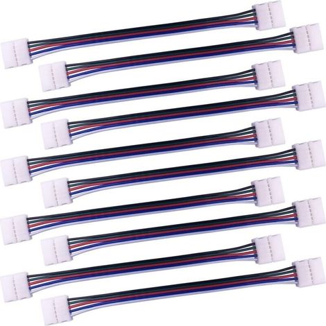 10pcs Câble connecteur RGBW 5 Broches Lampe Bande LED de 10mm Convertisseur de lumière Ruban LED sans Soudure Adaptateur pour connecter 2 Bandes LED SMD 5050 RGBW Ensemble-17cm Long (1/5)
