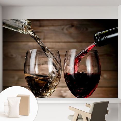 Papier peint intissé mural pour salon chambre à coucher tendance et originale - Colle incluse gratuite Verres à vin 152x104 cm (1/5)