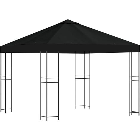 Gazebo 3 x 3 m Black Polyester and Steel 190 gsm vidaXL
