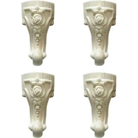 4 Pieces Carved Wooden Furniture Legs, 6 Inches/15 cm Solid Wood Furniture Legs, Table Furniture Legs Sofa Feet, European Style Wood Carving Corner Applique Furniture Decor (1/5)