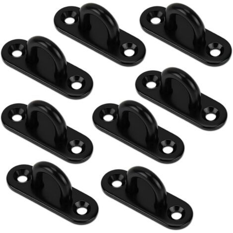 Deckenhaken zur Aufhängung, 8 Stück schwarze Ösenplatten für Schaukelhaken, Hängemattenzubehör (1/5)