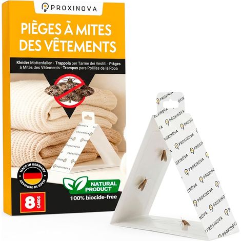 Anti Mites Textiles - Anti Mites Vêtements pour Armoire Piège Adhésif Antimite avec Pnaturelles Surveillance Jusqu à 3 Mois - Produit Naturel Biocide Free - 8 Cartes - Made in Germany (1/5)