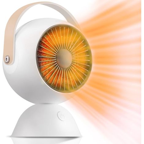 (blanc) Mini-chauffage, chauffage d'appoint électrique en céramique PTC pour une utilisation intérieure, petit chauffage de bureau pour la maison, la chambre, le bureau et sous les bureaux (1/5)