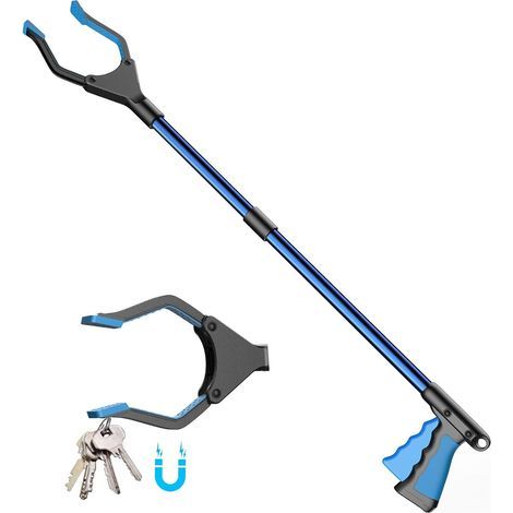 Pince de jardin pliable, pince à ordures, pince de préhension pour seniors, bras d'extension de 82 cm, poignée de préhension en main avec embouts magnétiques pour l'évacuation des déchets. (1/5)