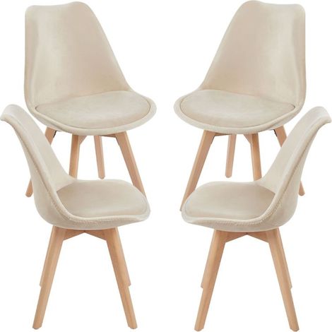 Packs Sillas Comedor - Pack 4 Sillas Synk Terciopelo - Beige (1/5)