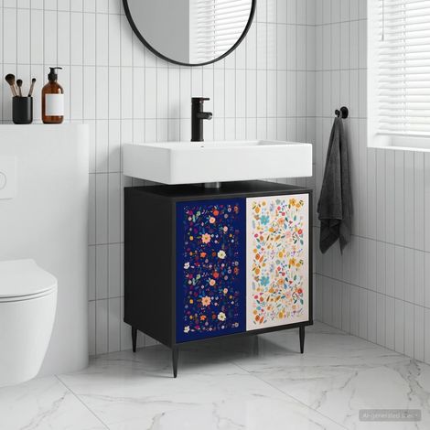 vidaXL Mueble de Cuarto de Baño MAINZ Roble Negro 60 x 40 x 61 cm (1/5)