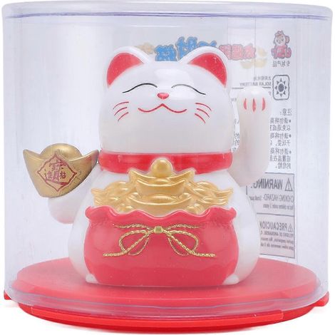 Feng Shui Glückskatze Solarbetriebene winkende Maneki Neko Dekoration Glückskatzenstatue für Zuhause Geschäft Auto I